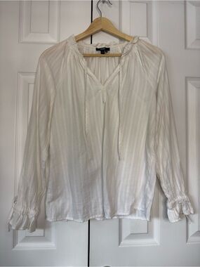 PAIGE White Boho Tie-Neck Peasant Top